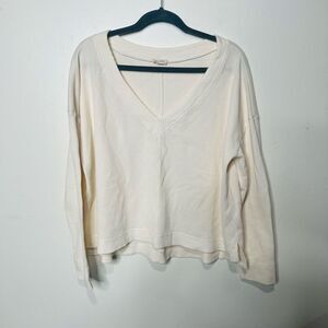Pilcro Ivory Waffle V-Neck Oversized Top no size tag